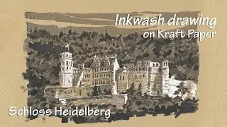 Inkwash Drawing on Kraft Paper - Schloss Heidelberg
