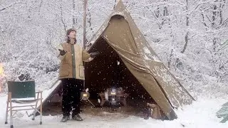 -10°C winter camping in the heavy snow