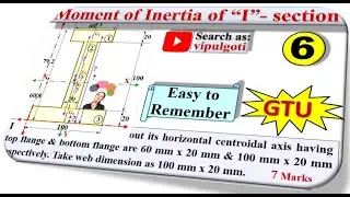 Moment of inertia|I section|6|example|unequal flanges|Inertia|gtu|I section|eye section|