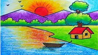 Very Easy Scenary Drawing | How to Draw Simple Scenery for Beginners | How to Draw