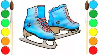 Как нарисовать  КОНЬКИ / Зимний рисунок / How to draw SKATES / Winter drawing