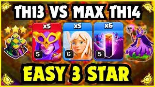 🔥TH13 VS MAX TH14 EASY 3 STAR🔥 | Th13 Super Witch Smash Attack Strategy  | Clash Of Clans 2024