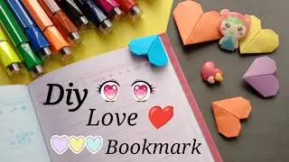 Diy love ❤️ Bookmark//easy craft origami paper love ❤️ Bookmark.