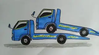 truk towing kembar biru saling angkut - cara menggambar truk