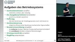 Vorlesung Betriebssysteme – 10.2, 11.1 Ein- und Ausgabe