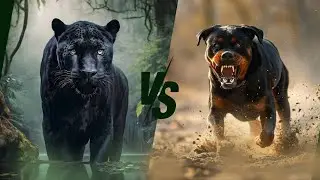 Rottweiler 🐾 vs Black Panther 👁️👁️ I🌑 Power & Elegance + Heartwarming Friendship Story ❤️🌿
