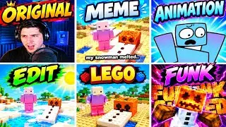 Oh No My Snowman Melted Original vs Meme All Version 