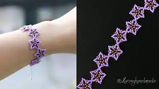 Lavender bracelet diy. How to make beaded bracelet. Beading tutorial