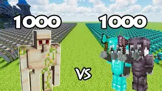 1000 Iron Golems Vs 1000 Diamond & Netherite Armor Vindicators | Minecraft