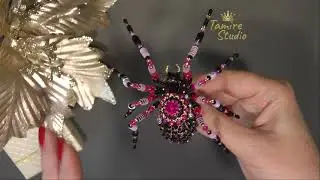 BUY SPIDER beaded brooch pin, Gothic Jewelry Gift for woman, Embroidered Brooch. TamireStudio