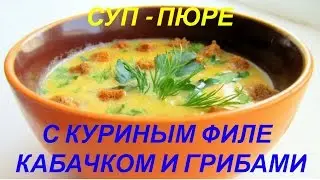 СУП ПЮРЕ С КУРИНЫМ ФИЛЕ , КАБАЧКОМ И ГРИБАМИ / PUREE SOUP WITH CHICKEN , ZUCCHINI AND MUSHROOMS