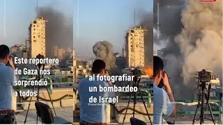 FOTOGRAFO DE GUERRA, MIRA COMO BOMBARDEAN UN EDIFICIO EN GAZA POR ISRAELIS.¡¡¡😱😱
