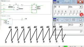 Programming of sawtooth wave generation by counter and timer in PLC
