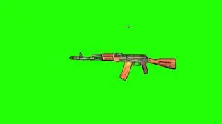 AK-74N kalashnikov, left side view, fire and reload, green screen