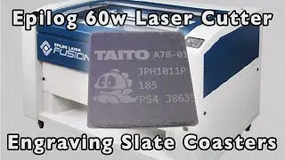 Engraving CPU artwork on slate coasters with an Epilog Laser! (Timelapse)