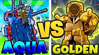 AQUATITAN SPEAKERMAN VS GOLDEN FUTURE LARGE CLOCKMAN! (Toilet Tower Defense)!