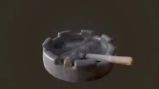 Dirty Glass Ashtray with Cigarettes - Game-Ready Prop