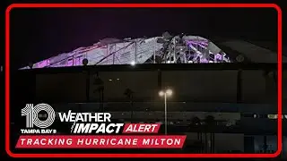 Tropicana Field roof ripped off during Hurricane Milton
