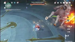 Taking down the statue boss with only 2 characters in Co-op mode (Genshin impact)