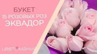Обзор на букет из 15 розовых роз 40 см (Эквадор)