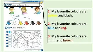 Kid's Box Starter - Unit 3 - My Colours - 3 - Listen and draw lines.