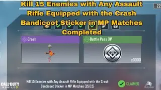 Kill 15 Enemies with Any Assault Rifle Equipped with the Crash Bandicoot Sticker in MP Matches CodM