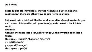 Update Tuples || Change Tuple Values, Add and Remove items, convert tuple to a list, add tuples