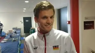 Badminton professional Josche Zurwonne testing the stringster app