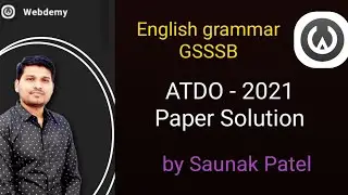 ATDO - 2021 Paper Solution | English Grammar + Vocab | by Saunak Patel