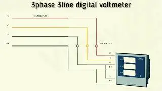 3 phase Voltmeter connection diagram | 3phase 3line digital voltmeter | without selector switch
