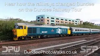 The Highland Grampian with heritage class 50 diesel locomotives departing Dundee Railway Station