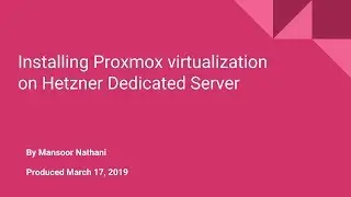 Proxmox installation on Hetzner Dedicated Server