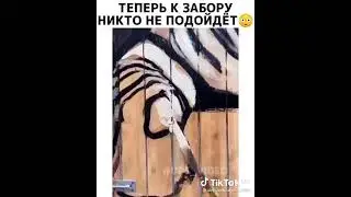 реалистичный рисунок тигра на заборе 