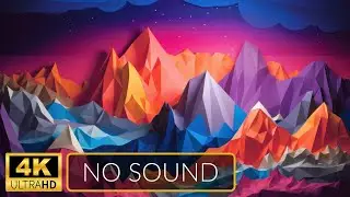 4K | ART Slideshow for TV | Abstract Colorful Mountains | 1 Hour | No Sound