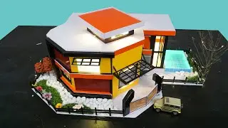 Easy DIY: Model a modern villa with garden and mini pool #construction