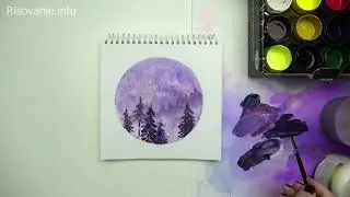 Лес в круге | Рисуем гуашью