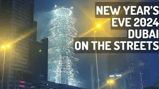 Raw Video: Dubai New Years Eve 2024, Burj Khalifa Fireworks Display - Street View