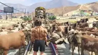 😱 STOP TRAIN IN COW GTA 5 GAME PLAY ONLINE GAMES 