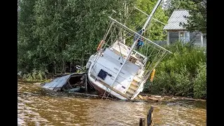Прорыв дамбы Беломорско-Балтийского канала. 11 шлюз. Шавань. Надвоицы. Карелия. 29.07.2024.