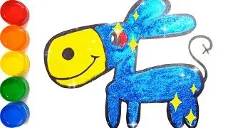 #LearnColors Glitter Coloring And Drawing Donkey Learn Colors With Wild Zoo Animals