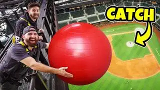 Extreme Catching Battle Vs. Dude Perfect from Stadium Roof!