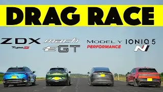 Boeing 747 Gap! Acura ZDX Type S vs Mach E GT vs Model Y Performance vs Ioniq5 N. Drag & Roll Race.