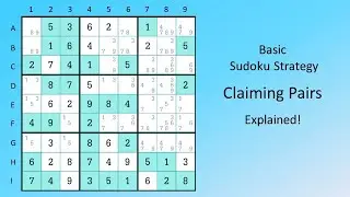 Basic Sudoku Strategy Claiming Pairs Explained