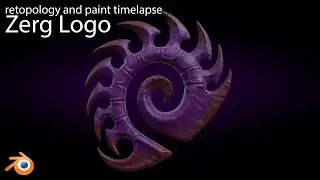 Blender 3D Zerg Logo retopology and texture painting (timelapse)