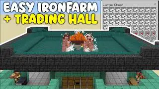Easiest Ironfarm, Trading Hall, and XP All In One Farm For Minecraft Bedrock