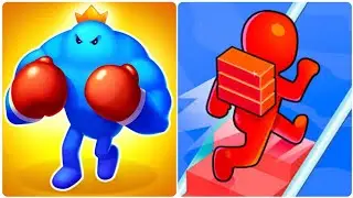 Punch Race Vs Bridge Race 🤖🟡🤖Max All Levels Gameplay QW1