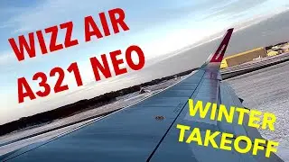 Wizz Air Airbus A321 NEO Winter Takeoff at Dawn from Malmö Sturup Airport