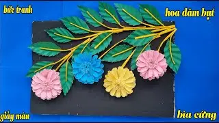 Làm bức tranh hoa dâm bụt nhiều màu sắc từ giấy màu và bìa cứng - Ly Coc DIY
