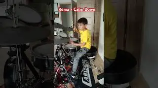 Kid drummer loving the African rhythms - Rema -Calm Down (drum cover) #drums #drumshorts #music
