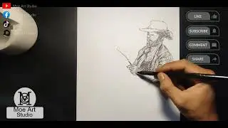 Drawing portrait of a man reading a newspaper by Moe Art Studio